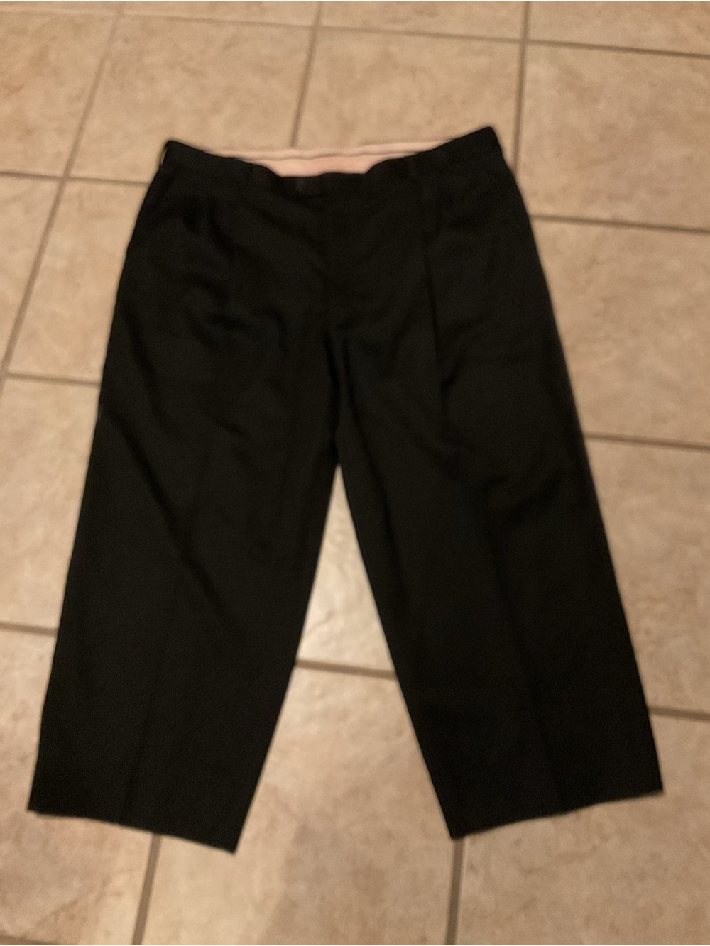Joseph & Feiss Mens Black Double Pleated Dress Pants 42x30 Wool/Polyester
